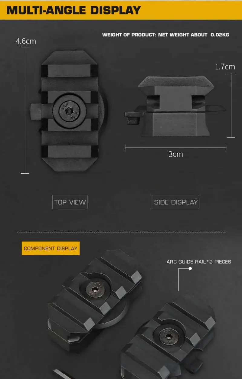 Riel giratorio ARC de 19 mm para casco