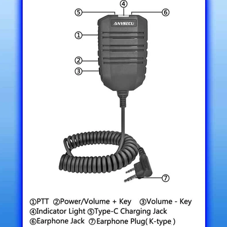 ANYSECU S01G Micrófono-altavoz de hombro Tipo K IP67 para radio - imagen 4