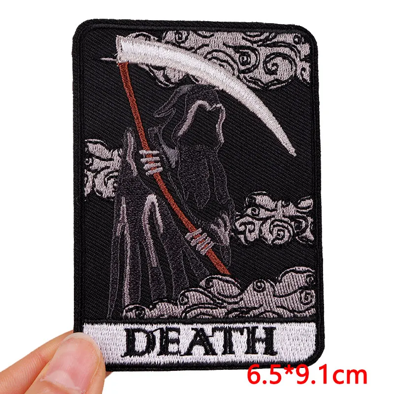 Parche bordado de gato estilo tarot termoadhesivo para ropa y mochila