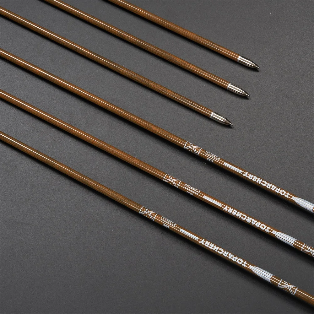 Flechas carbono arco caza – Spine 300-600, plumas naturales - imagen 5
