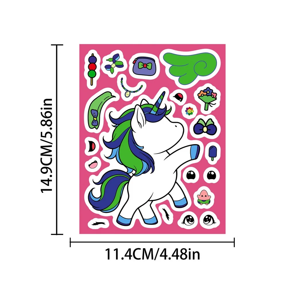 Pegatinas unicornio faciales y para manualidades de cumpleaños