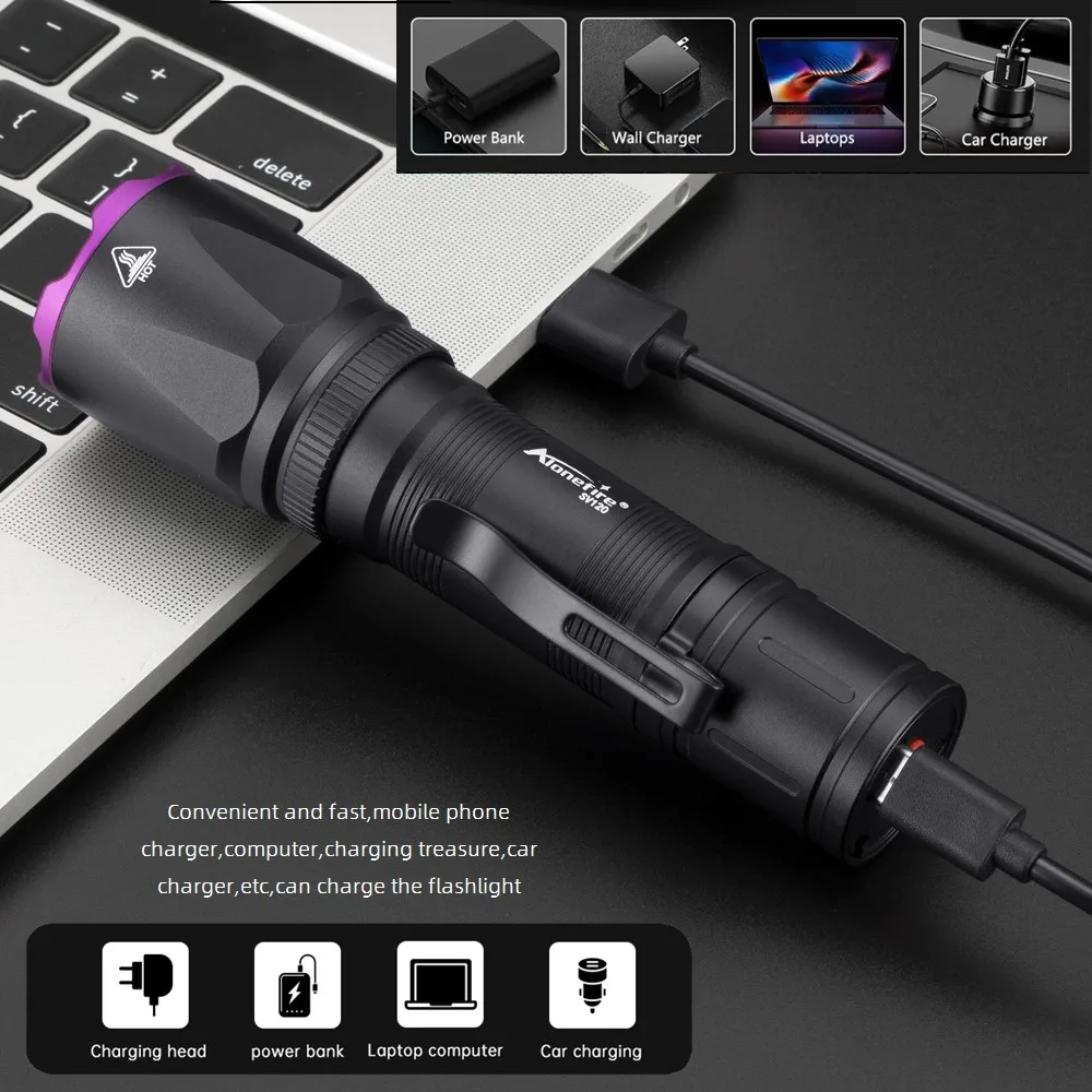 Linterna luz negra LED UV 365 nm recargable USB para curado - imagen 3