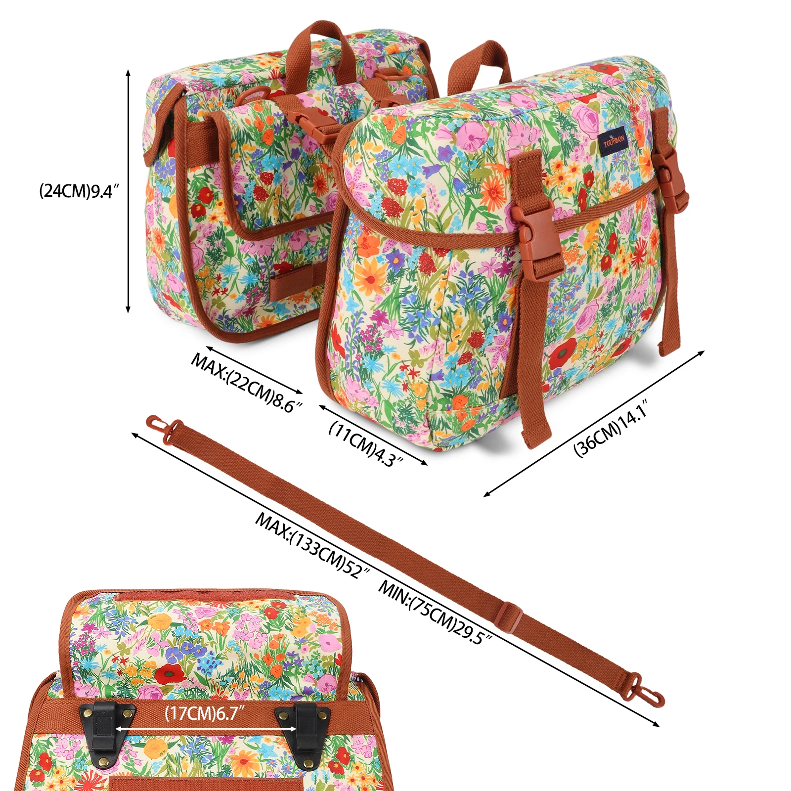 Tourbon alforjas bicicleta de nylon convertibles bandolera cruzada