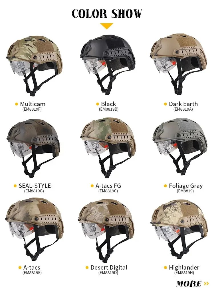 Casco táctico rápido Emersongear tipo PJ FAST vista frontal