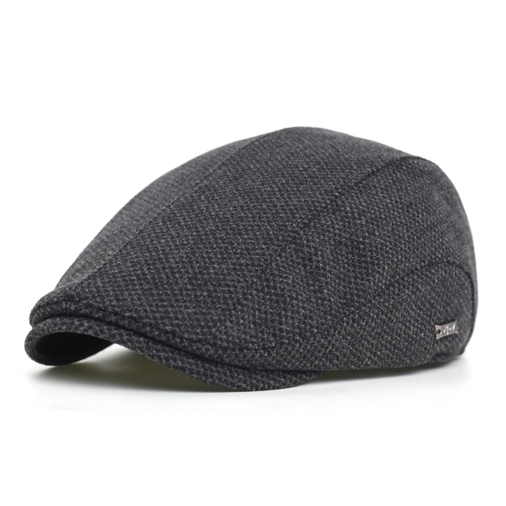 Gorra plana vintage a cuadros gruesa ajustable para invierno - imagen 3