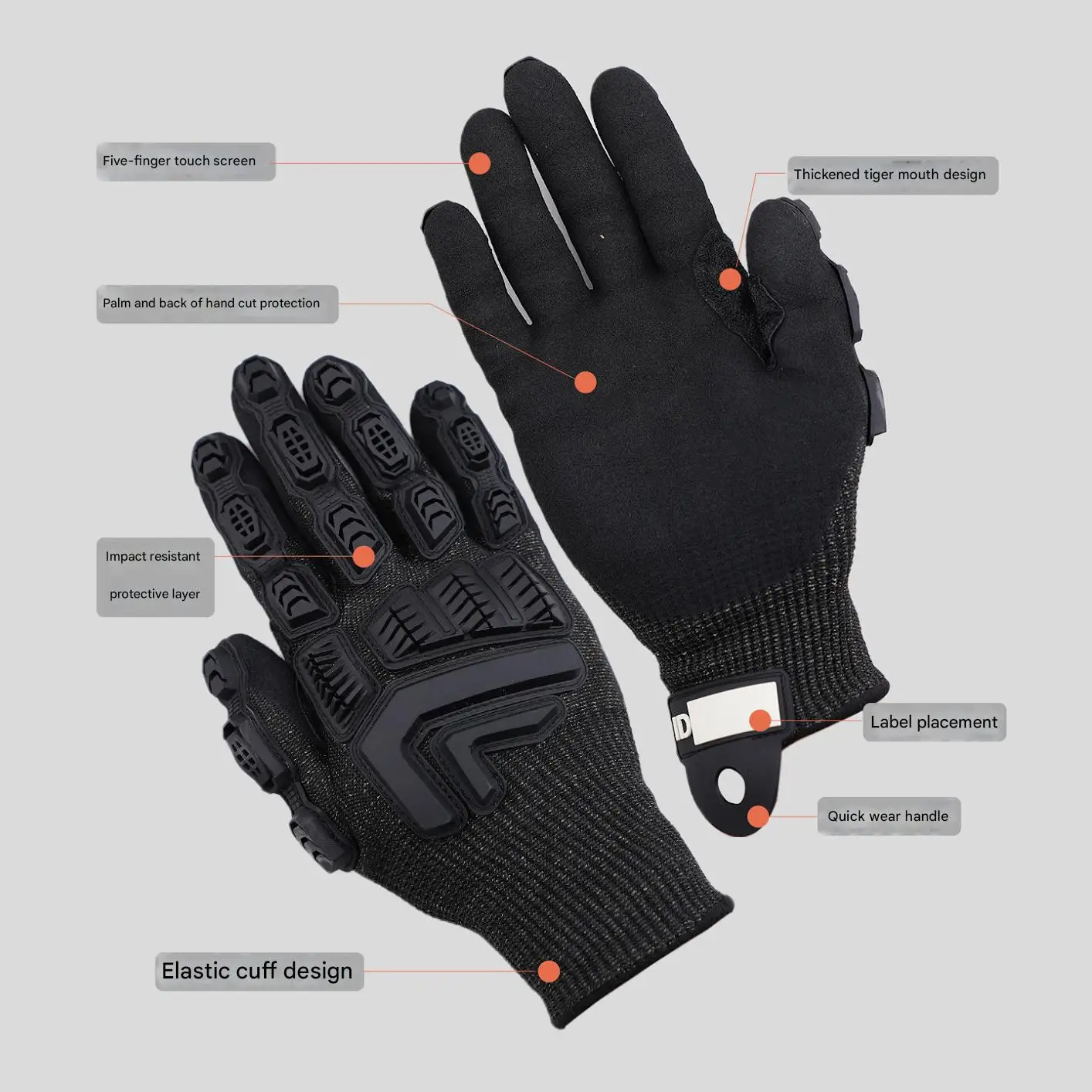 Guantes tácticos resistentes a cortes pantalla táctil antiimpacto - imagen 2