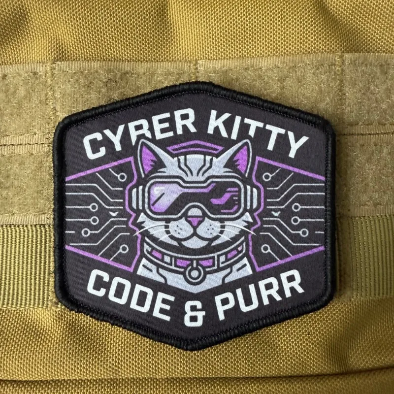 Parche táctico de gato con velcro – Insignia de moral hexagonal