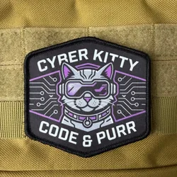 Parche táctico de gato con velcro – Insignia de moral hexagonal