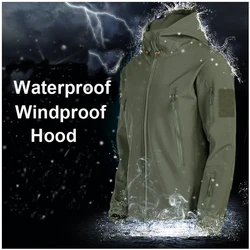 Chaqueta impermeable de capucha ripstop softshell lana concha
