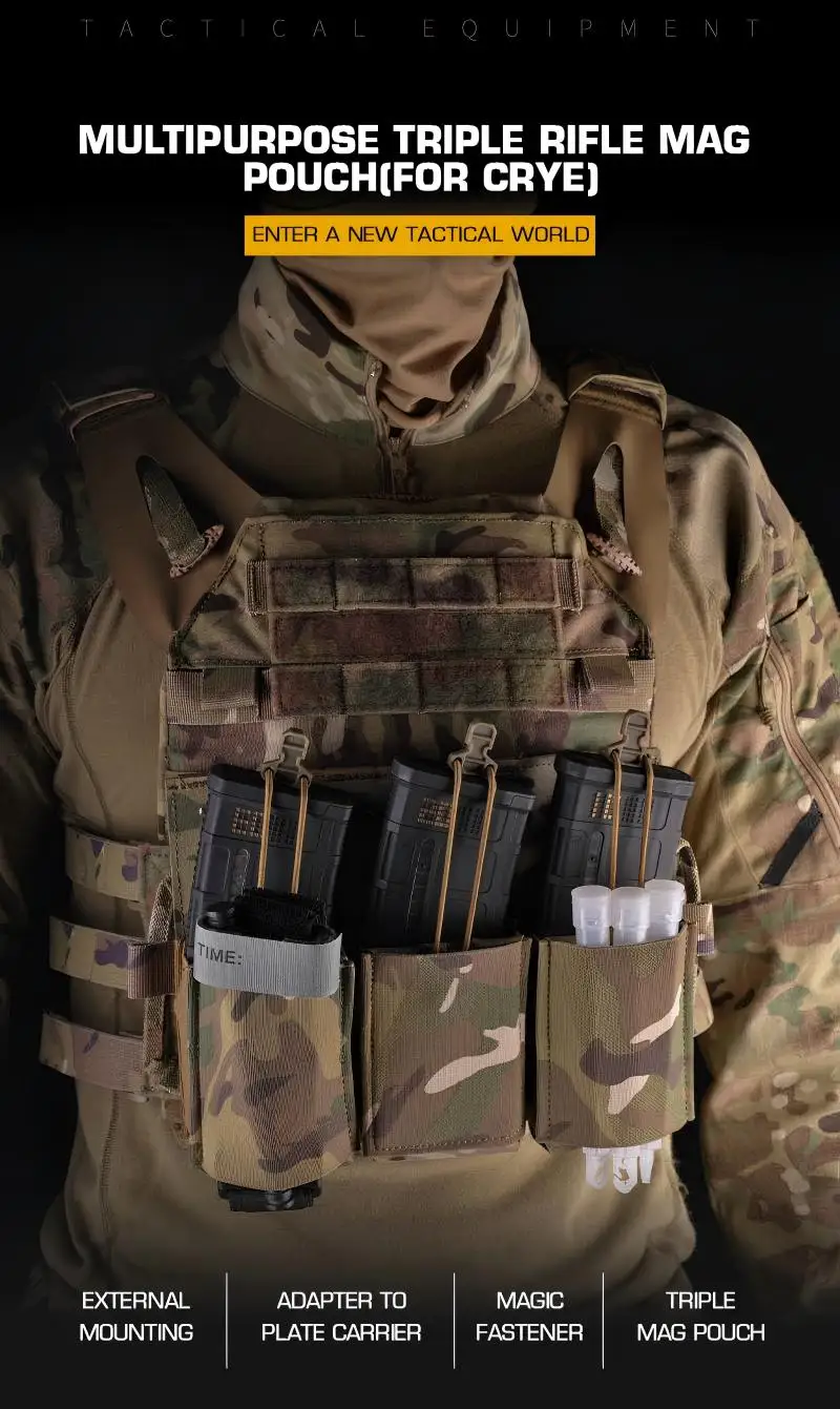 Portacargadores triple Molle POSEIDON DEFENSE en configuración táctica