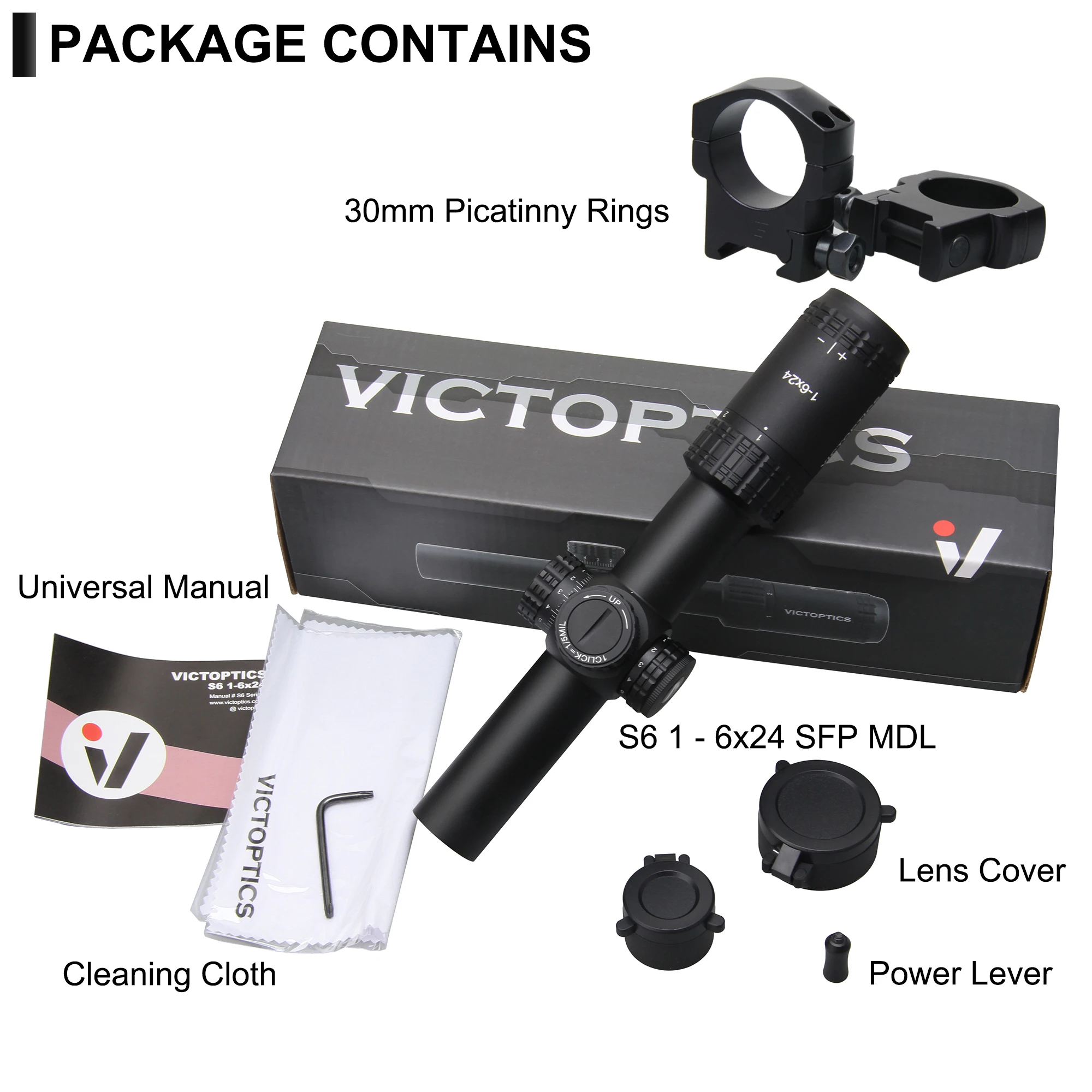 VictOptics S6 Mira telescópica 1-6x24 LED táctica para AR-15 - imagen 4