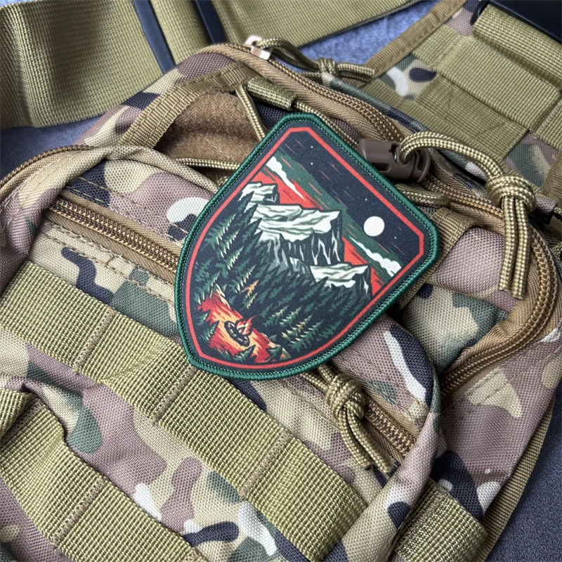 Parche táctico militar paisaje natural con velcro para exteriores