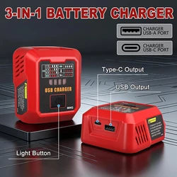 Cargador USB-C PD con pantalla para baterías Milwaukee M18