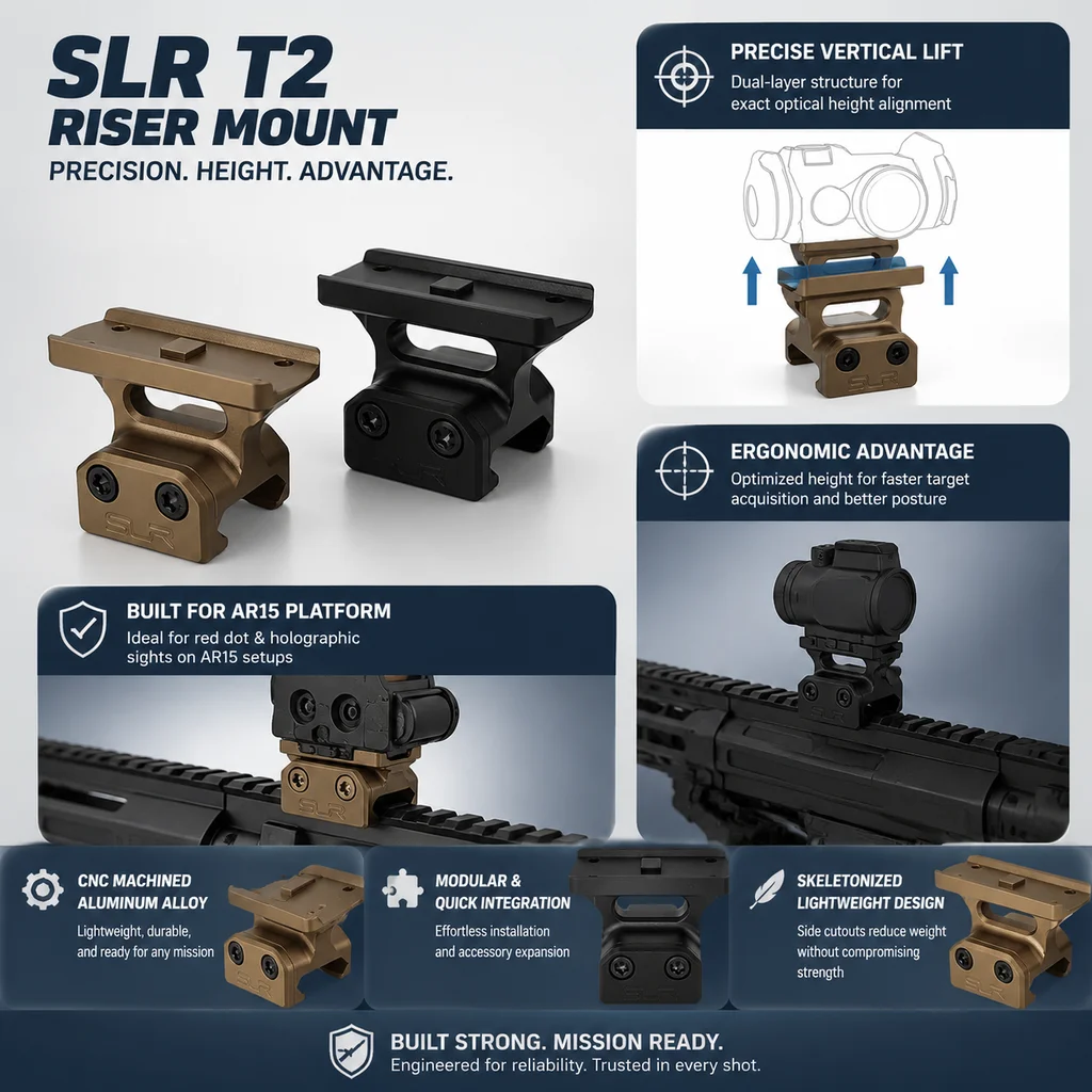 Tactische SLR T-2 Soporte elevador para visor de punto rojo Picatinny - imagen 5