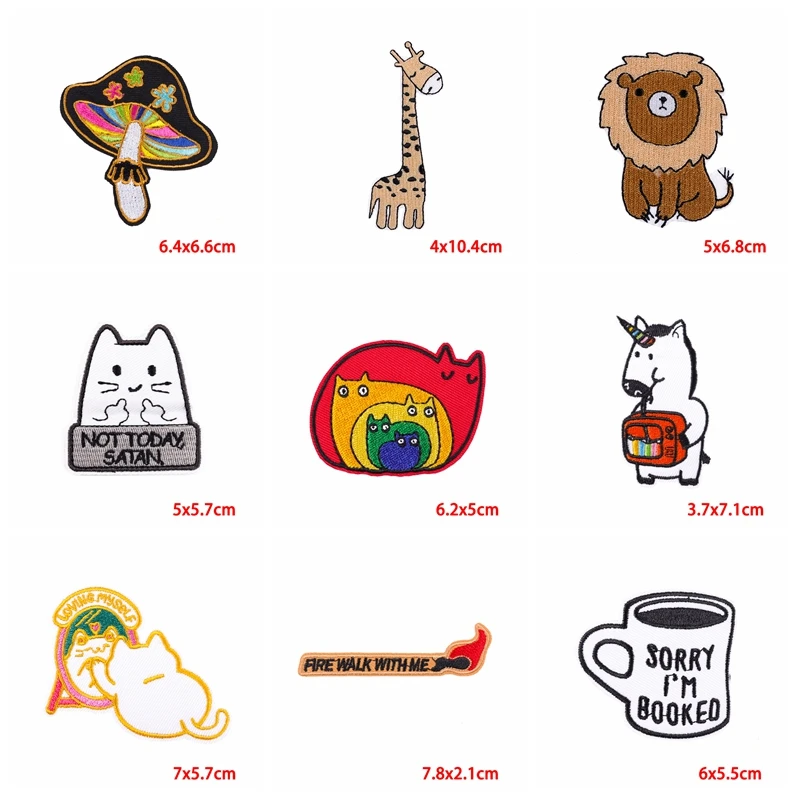 Parches bordados dibujos animados para ropa - Gato y animal planchar - imagen 2