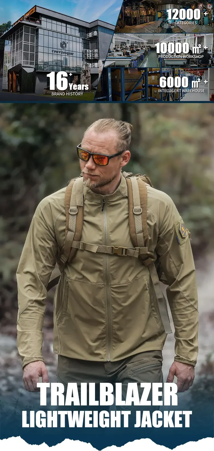 Chaqueta Ligera Emersongear Blue Label Trailblazer vista frontal