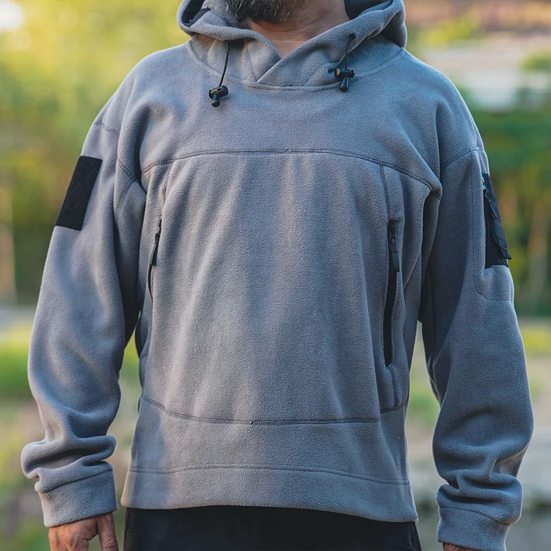 Forro polar táctico con capucha cálida para exterior e invierno