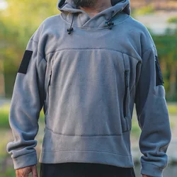 Forro polar táctico con capucha cálida para exterior e invierno