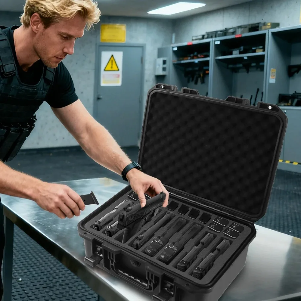Estuche táctico para pistola rígido impermeable con espuma precortada - imagen 5