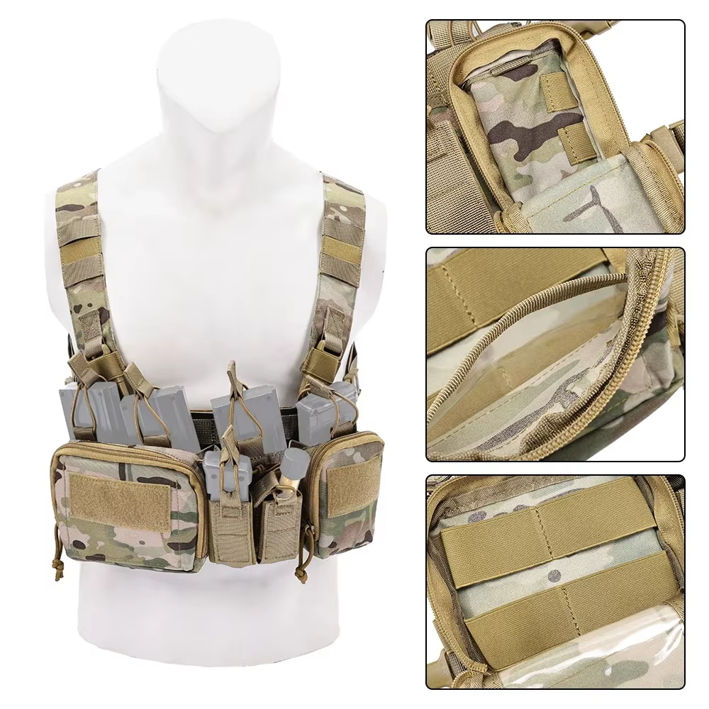 Chaleco táctico SINAIRSOFT MOLLE de nylon con bolsillos cargador - imagen 4