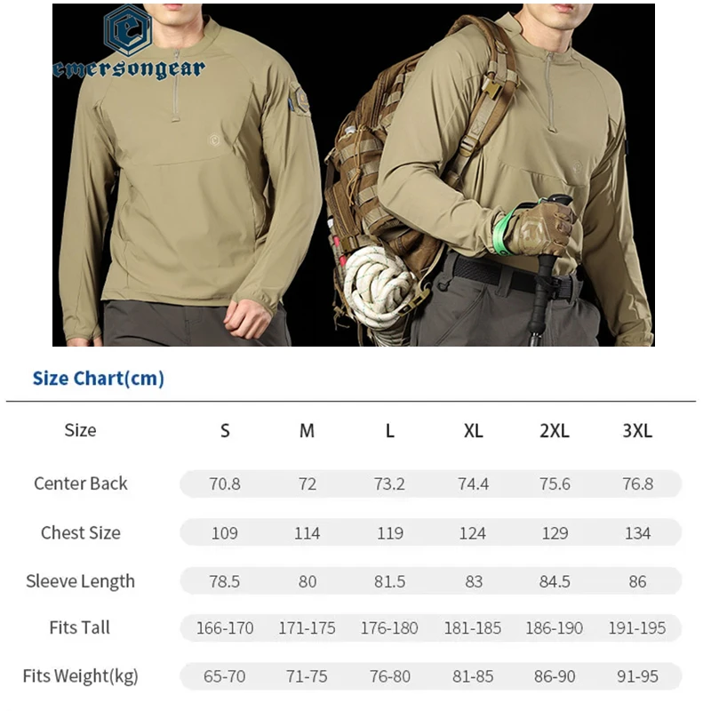 Camiseta Emersongear Hunter con protección solar, manga larga, estilo polo