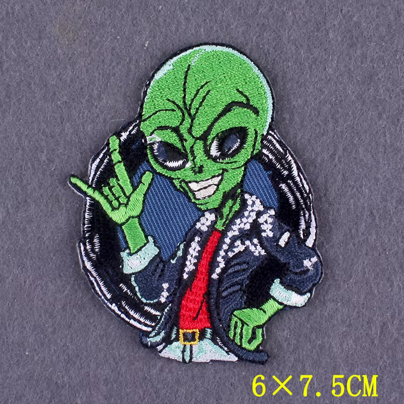 Parche termoadhesivo alien rayas planeta para mochila y ropa - imagen 2