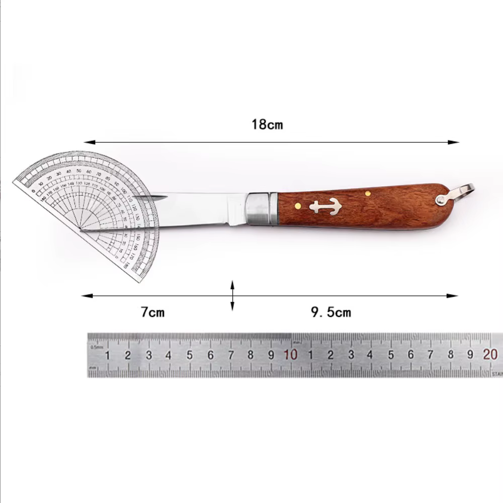 Cuchillo EDC plegable mini outdoor con mango de sándalo amarillo - imagen 3