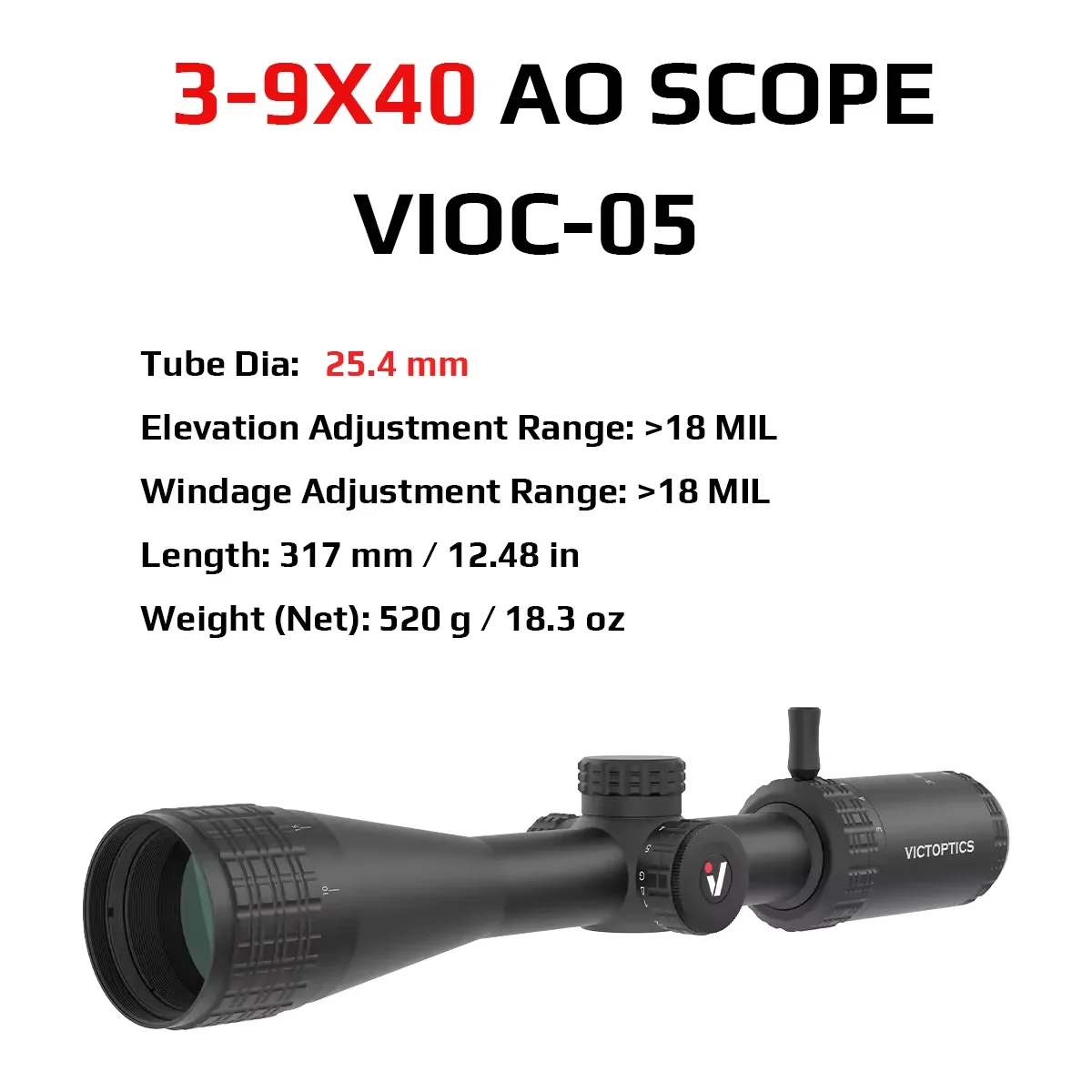 VictOptics SOI Visor de caza táctico monotubo con parasol abatible