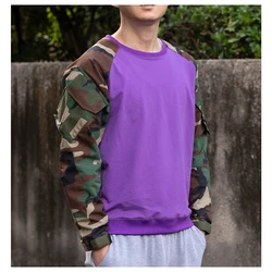 Sudadera táctica militar morada elástica con diseño contrastado
