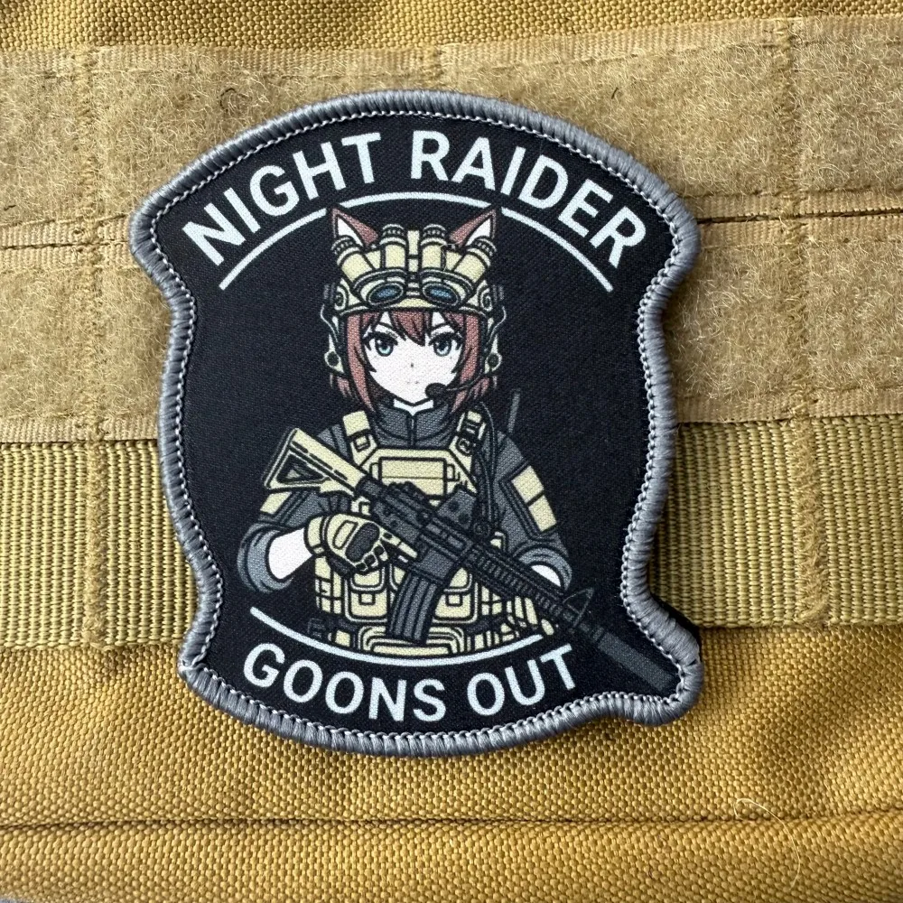 Parche táctico de chica anime con orejas de gato y velcro