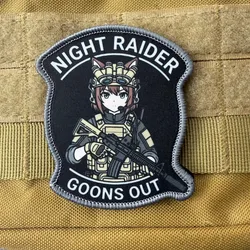 Parche táctico de chica anime con orejas de gato y velcro