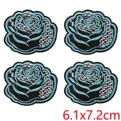 Parche termoadhesivo bordado vaquero calavera y rosa, para coser
