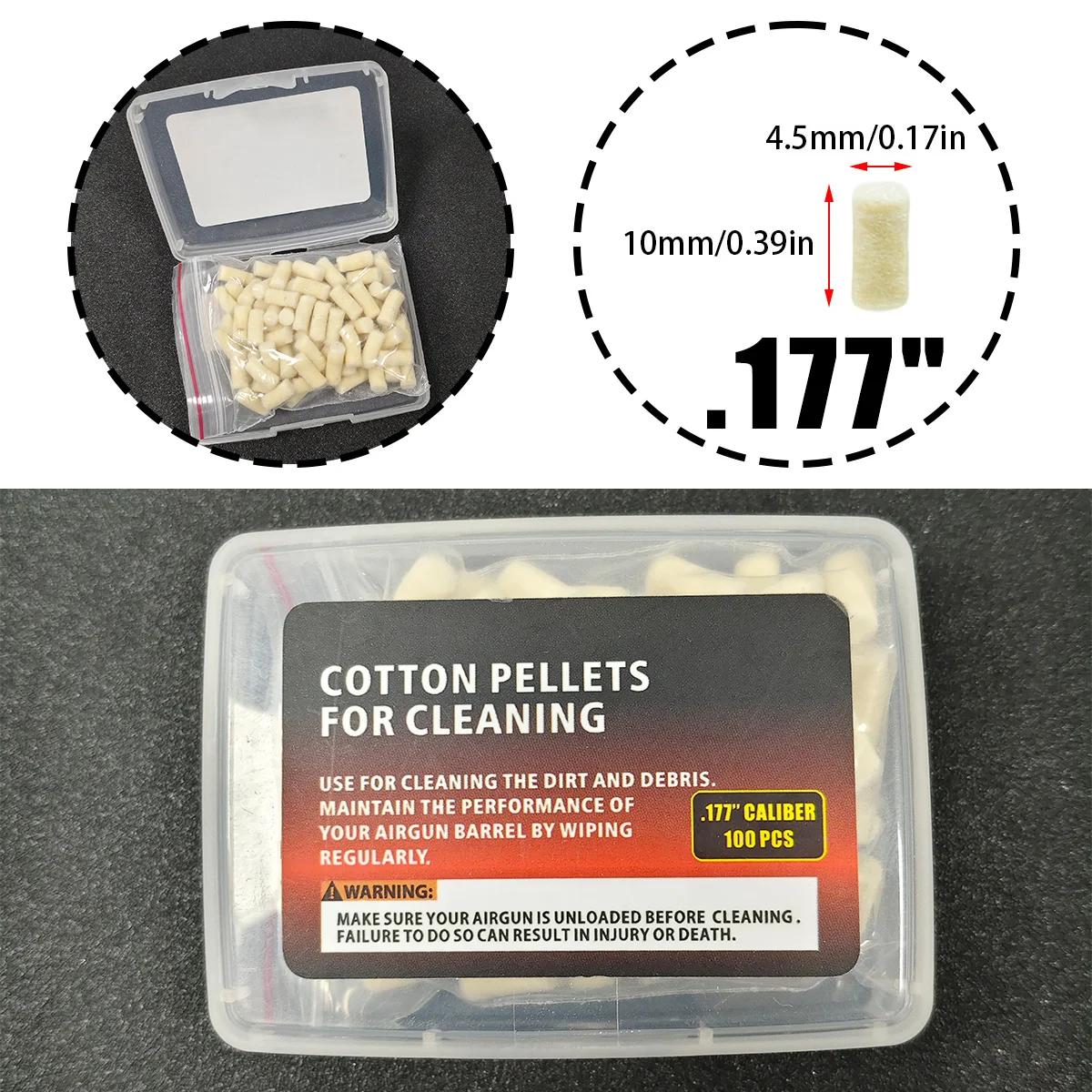 Kit limpieza calibres .177, .22 y .25 con perlas de fieltro - imagen 4