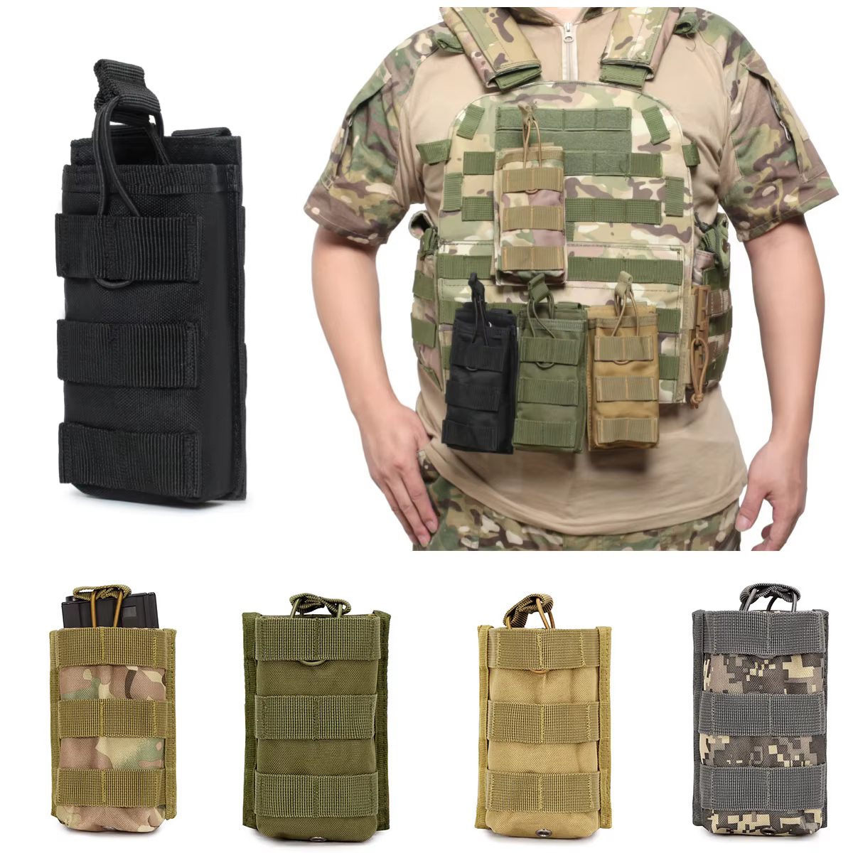 Bolsa táctica MOLLE individual para cargadores 5.56/7.62mm Airsoft