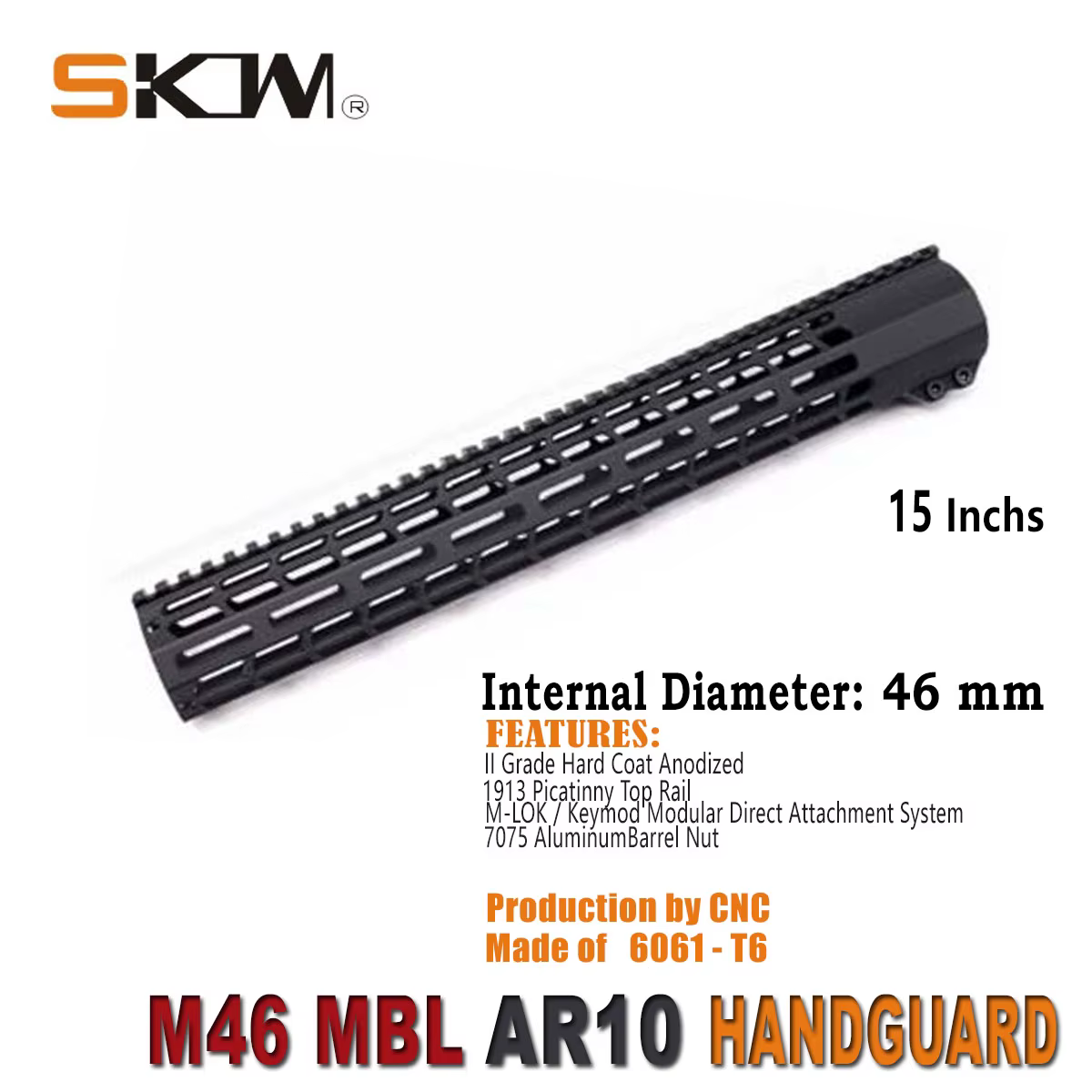 SKWOPTICS Guardiamano M-LOK LR308 AR10 aluminio flotante libre - imagen 4
