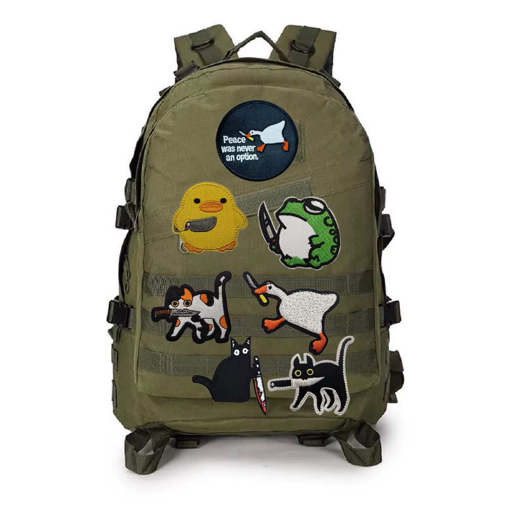 Brazalete táctico bordado gatito y pato estilo parche para mochila - imagen 3