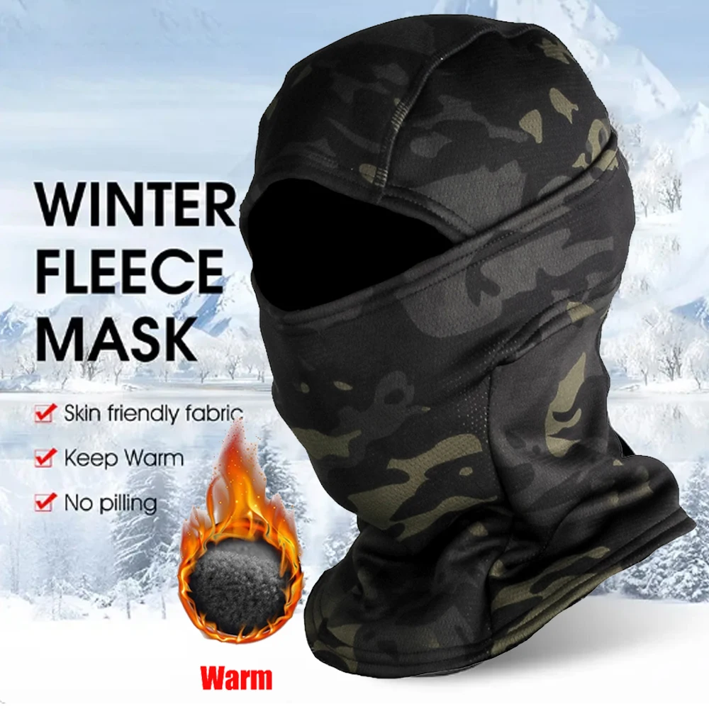 Pasamontañas de lana camuflaje cálido para invierno, máscara facial