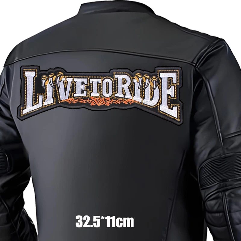 Live To Ride parche termoadesivo chaqueta cuero motociclista