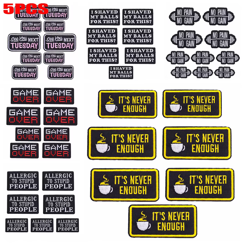 Parche bordado termoadhesivo con eslogan de logotipo para ropa - imagen 2