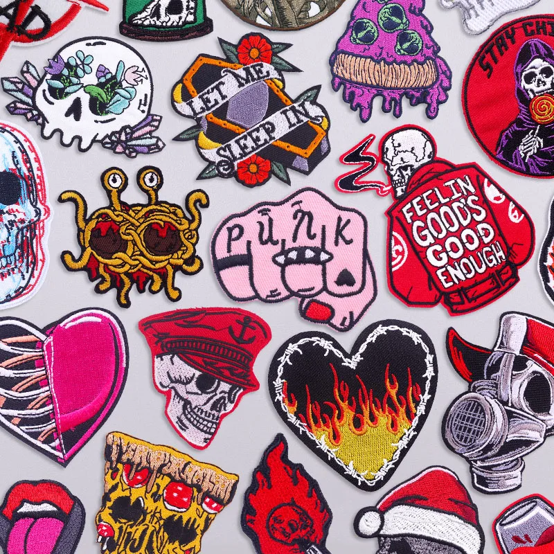 Parche termoadhesivo calavera punk de esqueleto terror para ropa
