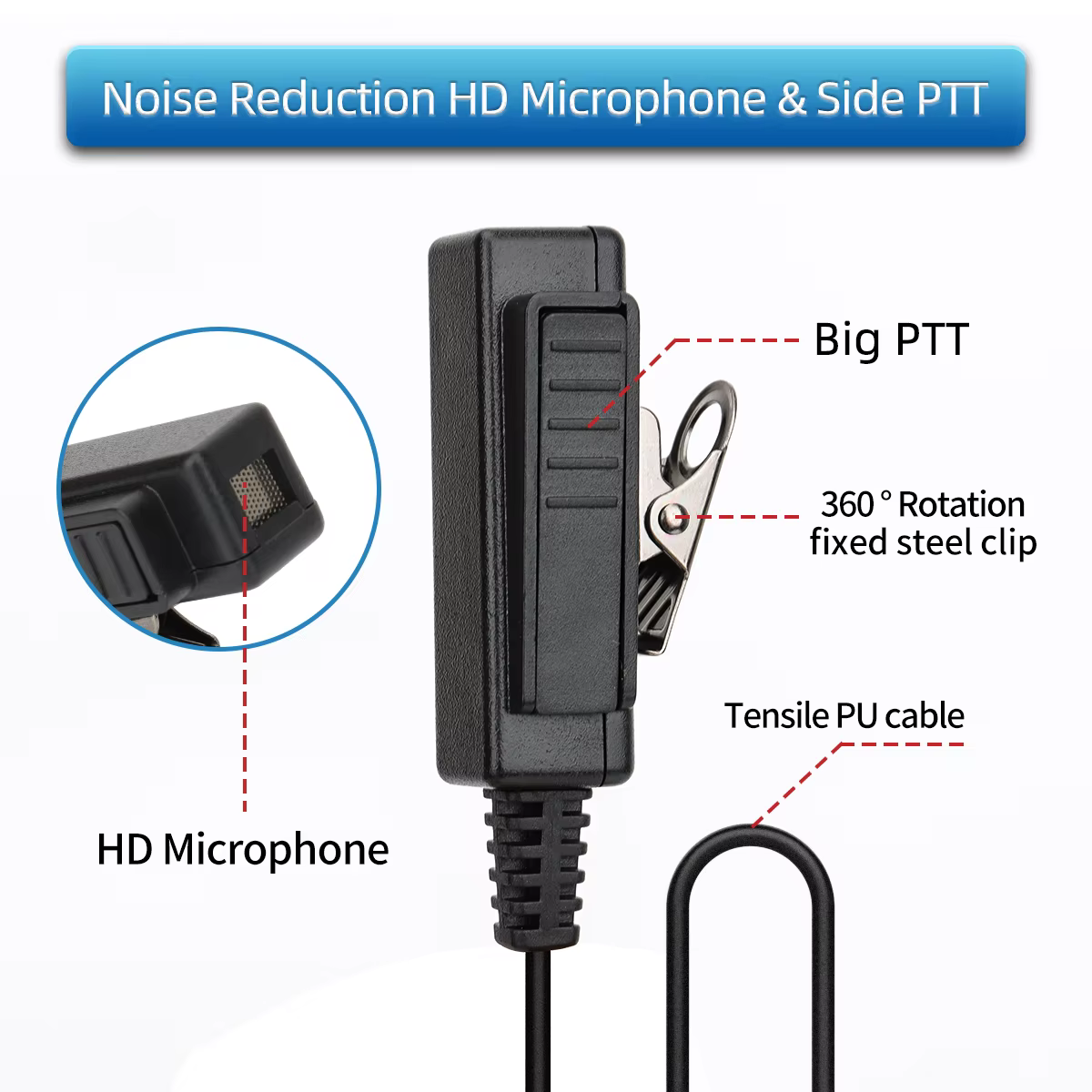 Auriculares tubo PTT Motorola con micrófono para radio - imagen 2