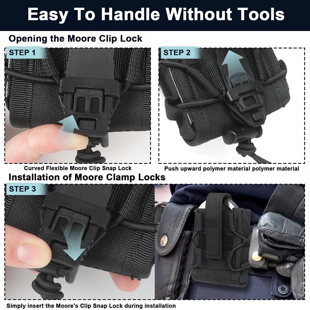 Funda universal esposas MOLLE táctica con tapa abierta para cinturón - imagen 2