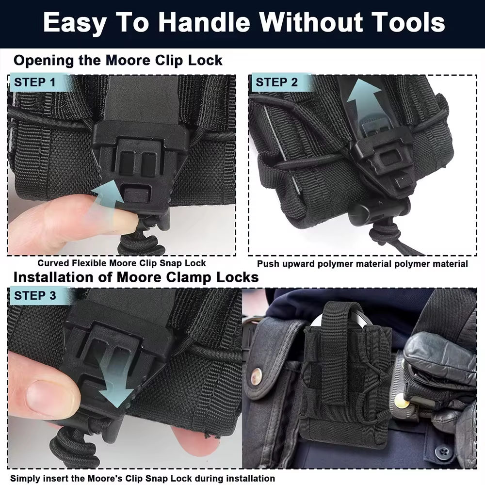 Funda universal esposas MOLLE táctica con tapa abierta para cinturón - imagen 2