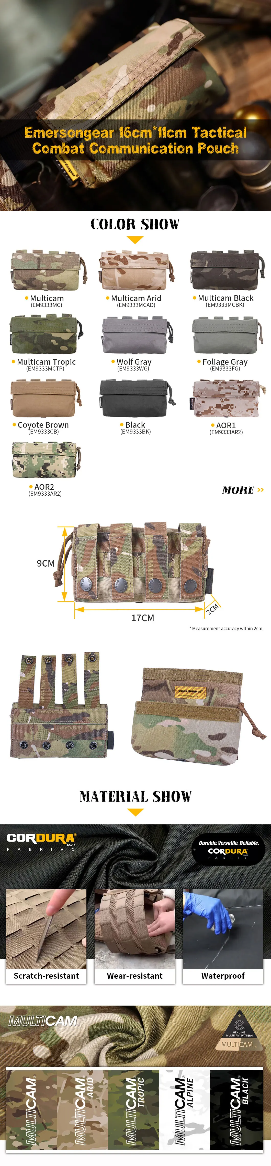 Cuerpo en Cordura 500D y sistema MOLLE
