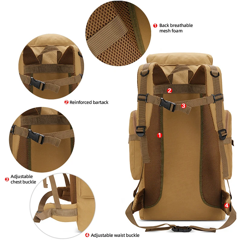 Mochila táctica Molle de viaje para senderismo y camping