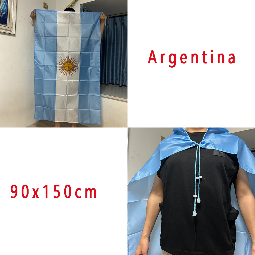 Bandera de Argentina tipo chal en poliéster resistente para exterior