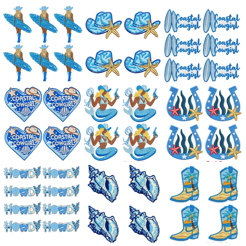 Parche bordado termoadhesivo surf vaquera costera para ropa - imagen 5