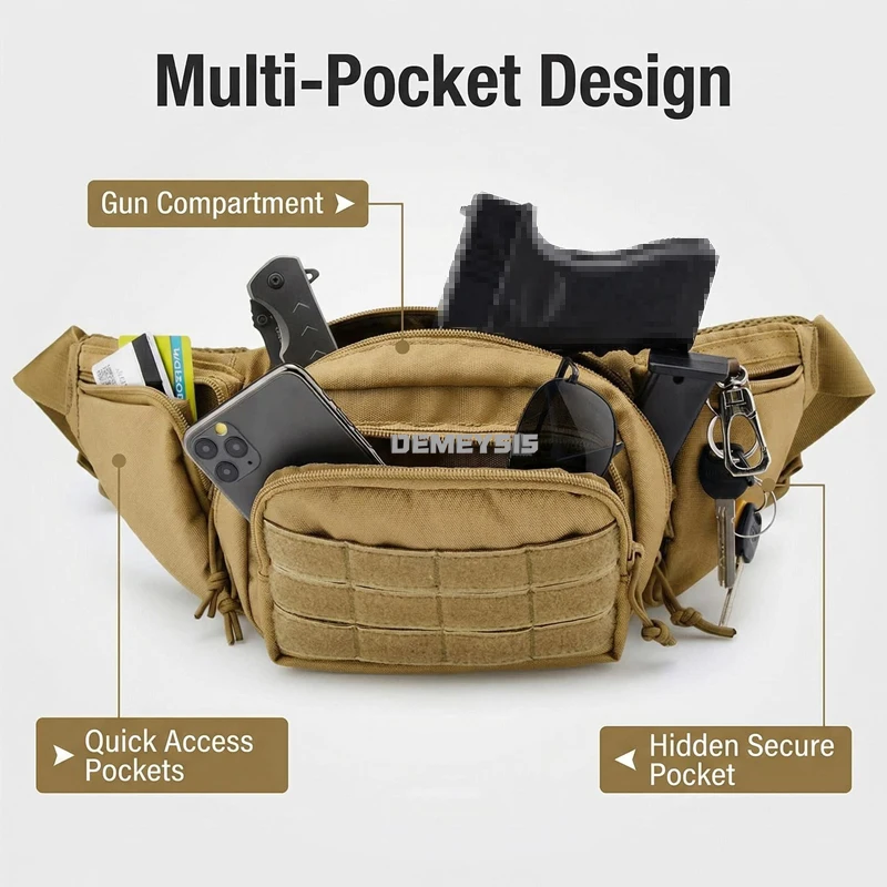 Riñonera táctica MOLLE de nylon para airsoft, caza y camping - imagen 3