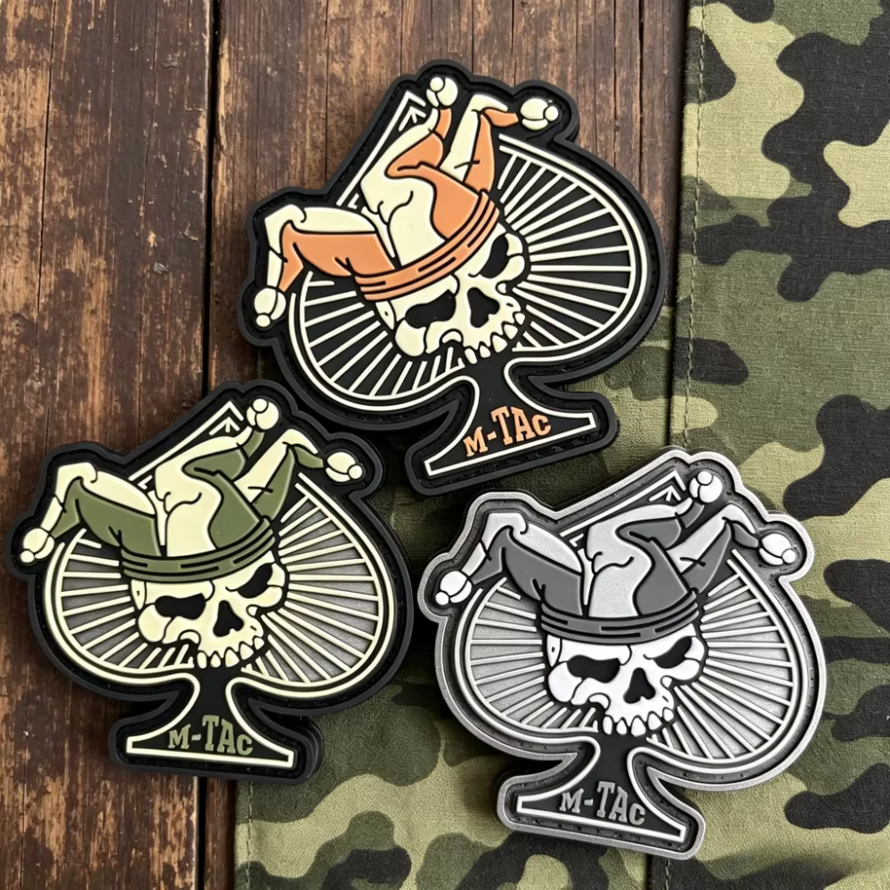 Parche táctico PVC gancho y bucle calavera payaso As de Espadas - imagen 3