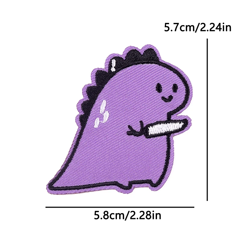 Parche bordado DIY dinosaurio morado pingüino para ropa - imagen 5